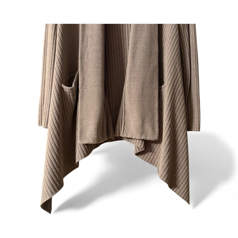 Barefoot Dreams CozyChic Ultra Lite Ribbed Draped Shawl Collar Cardi Medium - Picture 4 of 8